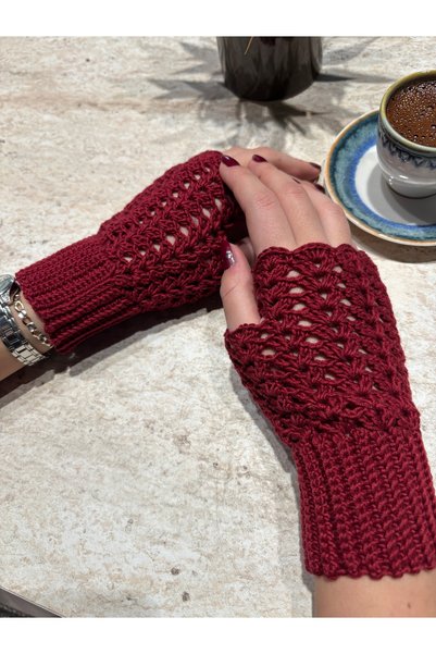 örgü Handmade Fingerless Gloves/ Stylish Openwork Design/ Winter Women's Gloves