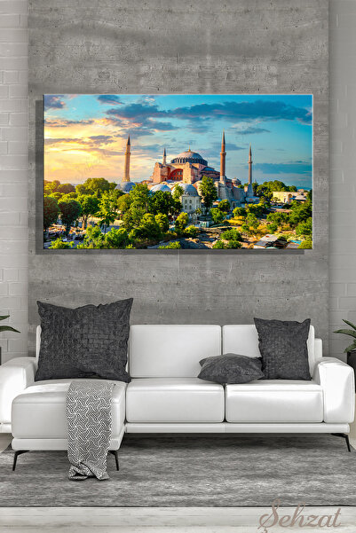 Şehzat Kanvas Duvar Tablosu Yatay Tekli Salon Mutfak Ofis İstanbul Tarih Ayas...