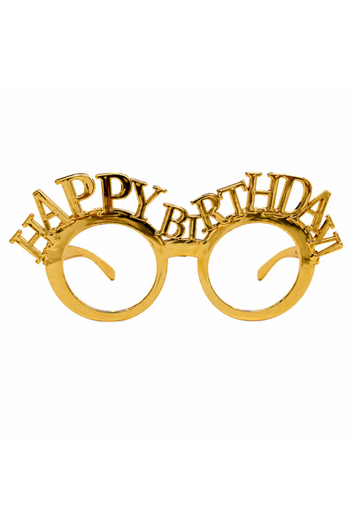 LİYA3D Happy Birthday Party Glasses Gold Color Birthday Fun Party Glasses