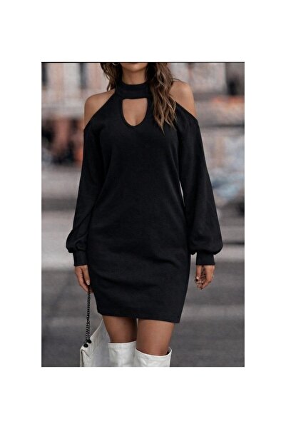 Generic Brand Women's Long Sleeve Off-the-shoulder Stripe Detail Camisole Dress