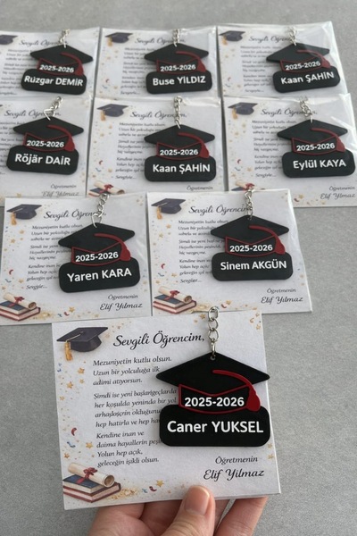 Kal Studio 10’lu Kişiye Özel İsimli Mezuniyet Tasarımlı Anahtarlık - Mezuniye...