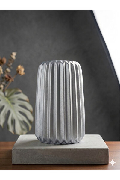 Violet Design El Yapımı Dekoratif Vazo – Modern Minimal Çizgili Tasarım (15 c...