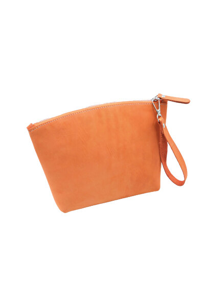 Luqa Leather Özel Tasarım El İşçiliği Deri Clutch Fermuarlı Bilek Çantası