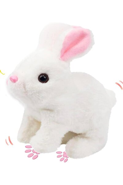 Generic Interactive Plush Bunny Toy with Moving Ears & Nose – Soft Electric R...