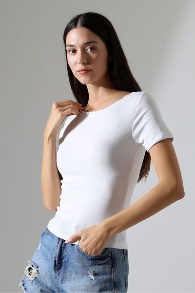 CADDEPARK TSHİRT kayık yaka kısa kol tshirt 21996
