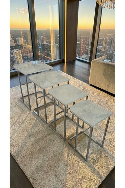 metallion HELEN SERİSİ LAK PANEL 1.SINIF MDF TABLA 1.SINIF METAL AYAKLI 4'LÜ ...