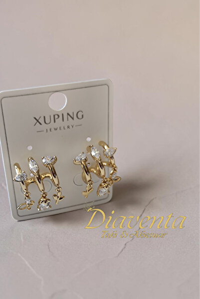 DİAVENTA TAKI VE AKSESUAR Çelik Sallantılı Küpe/Xuping Vip Çelik Küpe Zirkon ...