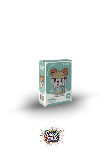 Bricks Snackzotic Animal Series Traveling Teddy Bear Themed 3D Micro Block Figure - 200 Piece Building Set