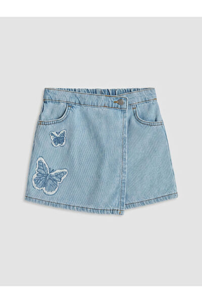LC Waikiki Embroidered Girls' Jean Shorts Skirt
