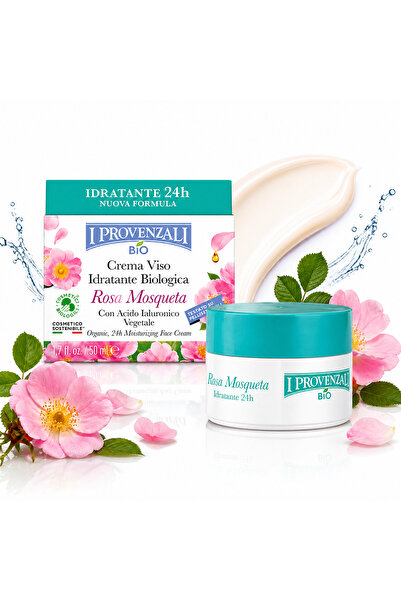 I Provenzali Βιολογική Ενυδατική Κρέμα Προσώπου Ρόζα Μοσκέτα 50ml
