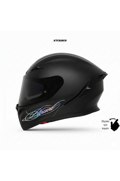 STCKRCO Blessed Yazı Sticker | Blessed Kask Stickerı | Kask & Grenaj Uyumlu P...