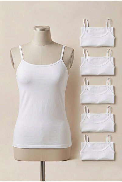 Altınay Women's Strappy Undershirts 5-Pack 90% Cotton Basic Underwear Undersh...