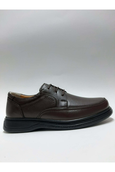 TAGY Genuine Leather Brown Orthopedic Lightweight Lace-Up Comfortable Daily M...