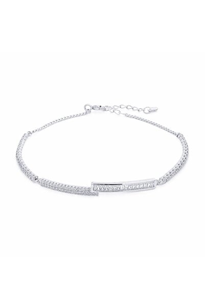 Bijuteria SORELLY Ασημένιο βραχιόλι τένις με στοιχεία μπαγκέτας