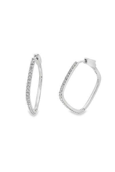 Bijuteria SORELLY Ασημένια σκουλαρίκια κρίκοι 925 με λευκές πέτρες