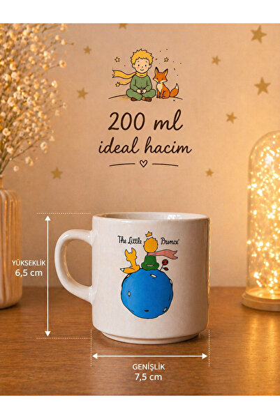 Rüya Kıyısı Küçük Prens Baskılı 200ml Porselen Kupa Bardak - Minimal Sevimli ...