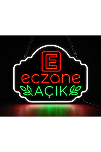 dgrk ahşap perakende ticareti Neon LED Eczane Açık Tabela – Pleksi Işıklı Duv...
