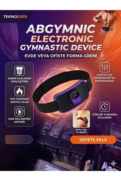 Abgymnic Karın Kası Şekillendirici EMS Kemeri - Elektronik Zayıflama ve Egzersiz Cihazı