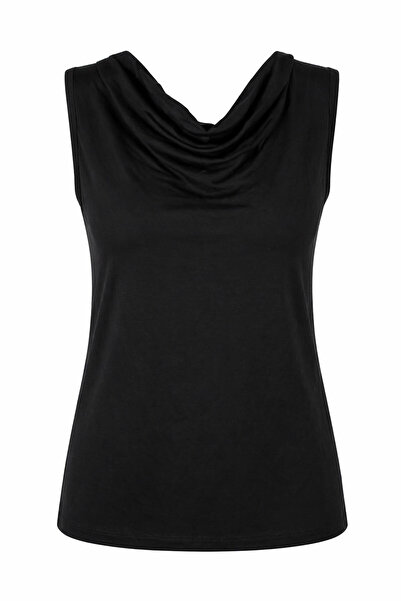 trender Γυναικείο Αθλητικό Μπλουζάκι Degaje Yaka Μαύρο 515-17