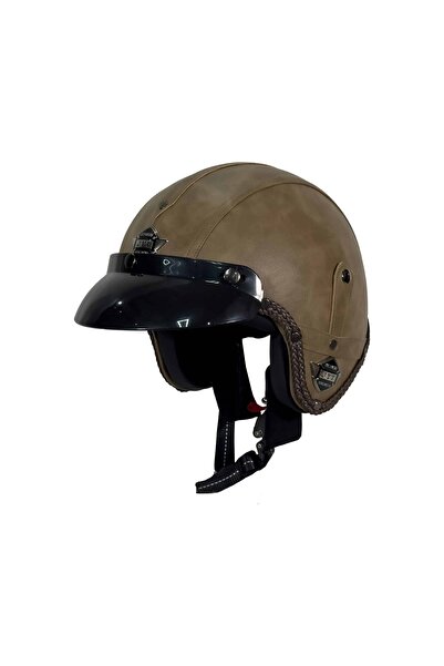 Tex 701 JYT Kahverengi Deri Kask