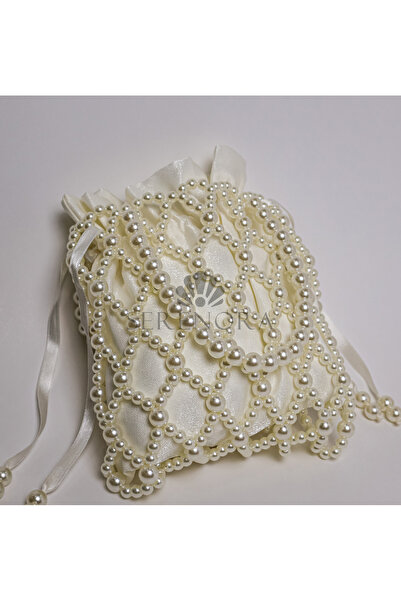 Serenora Luxurious Handcrafted Oversized Pearl Bag |   Fixed Handle Diamond P...