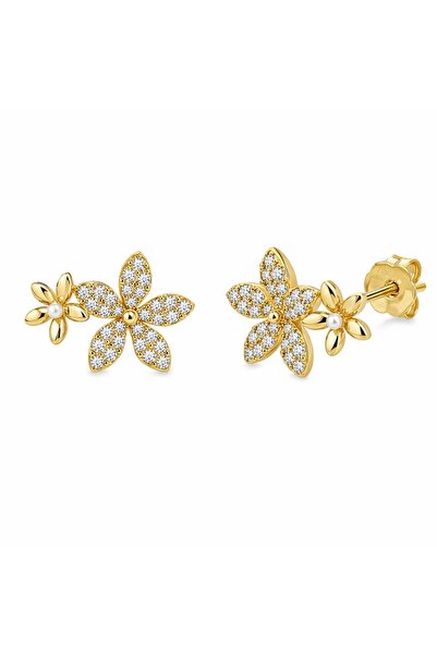 Bijuteria SORELLY Επιχρυσωμένα ασημένια σκουλαρίκια λουλούδια