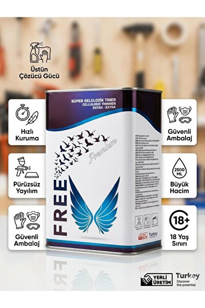 FREE Süper Selülozik Tiner Lüx Premium Tiner Extra 2500 Ml