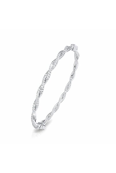 Bijuteria SORELLY Σταθερό ασημένιο βραχιόλι με λευκές πέτρες