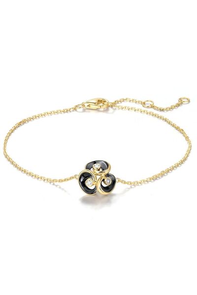 Bijuteria SORELLY Βραχιόλι από χρυσό 14 καρατίων με σχέδιο λουλουδιών και δια...