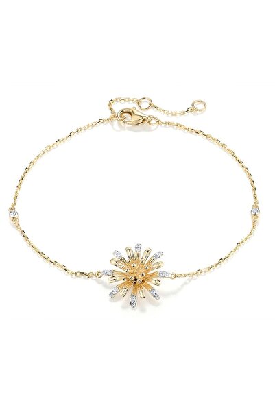 Bijuteria SORELLY Βραχιόλι από χρυσό 14 καρατίων με σχέδιο λουλουδιών και δια...