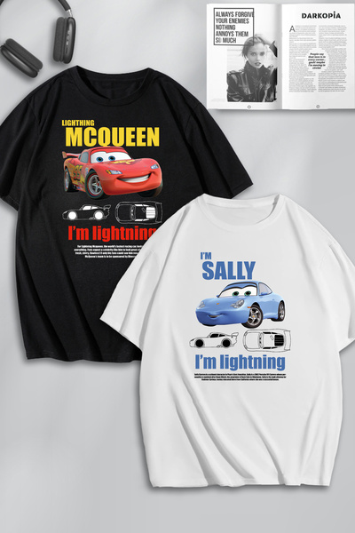 darkopia Unisex Γυναικεία και Ανδρικά μπλουζάκια Lightning McQueen και Sally ...