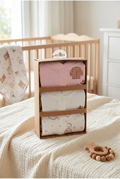 hobbe baby Bebek Çocuk Atlet/Body 3'lü Set %100 Pamuk 0-3 Ay