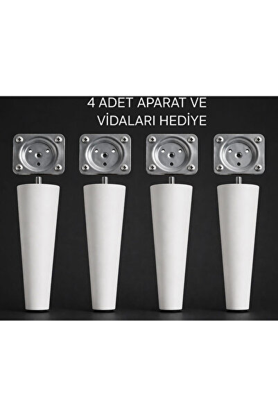 Moonra Home 4'lü Ahşap Konik Ayak 30 cm Gürgen Koltuk Ayağı Baza Ayağı Tv Üni...