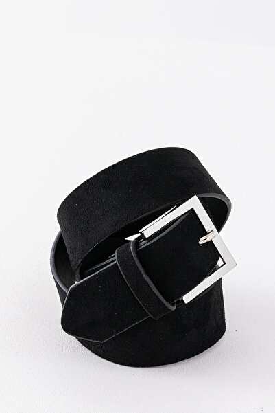 Pantastic Jeans 4.cm Black Suede Faux Leather Women's Belt with Silver Buckle