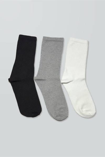 DUYAL 6 Çift Unisex Pamuklu Patik Çorap Seti - 3 Renk Ekonomik Paket (Siyah, ...