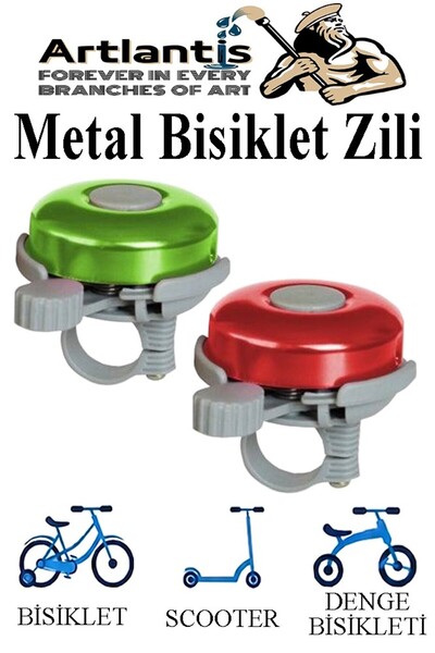 Artlantis Metal Bisiklet Zili 2 Adet Scooter Zili Denge Zili Alümünyum Bisikl...