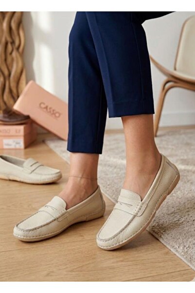 Daloğlu Μπεζ Γνήσιο δέρμα Γυναικεία Άνετα Ορθοπεδικά Καθημερινά Παπούτσια Μπα...