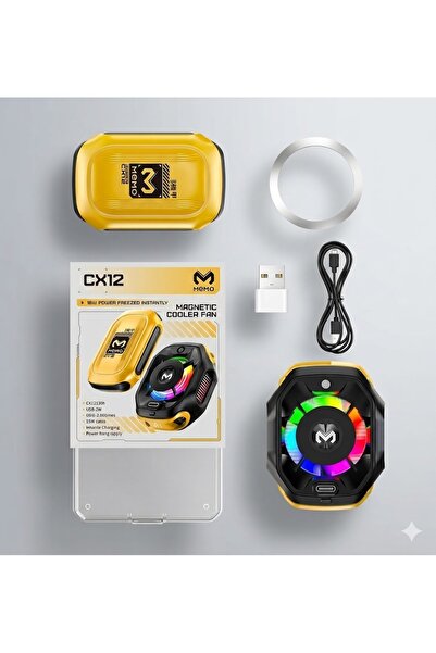 Serreha MEMO CX12 Manyetik Telefon Soğutucu Fan - 15W Güçlü RGB Işıklı Gaming...