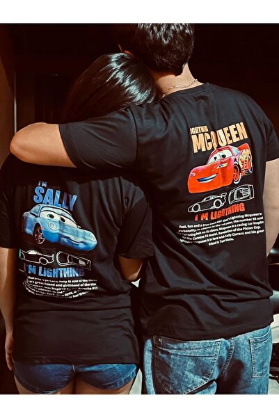 darkopia Unisex Σετ μπλουζών μεγάλου μεγέθους με στάμπα McQueen και Sally, Σχ...