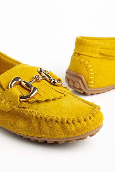 Rek Shoes Kadın Bej Tokalı Süet Hakiki Deri Ortopedik Taban Loafer Günlük Aya...