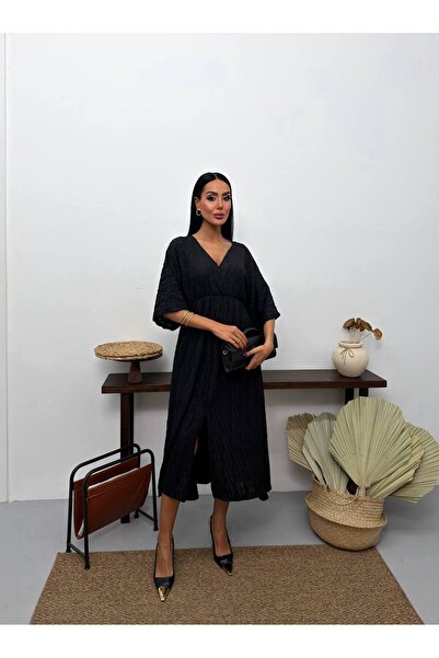 Bella Breeze Γυναικείο μίντι φόρεμα με διπλό γιακά, από υφασμάτινο ύφασμα, άν...