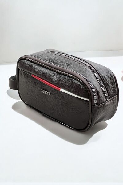 Siyah Deri Görünümlü Erkek El Çantası – Çok Bölmeli Seyahat Organizer & Kozmetik Çantası Premium Dopp Kit 8939