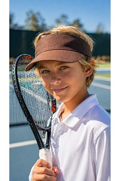 MARBERRY Brown Cotton Visor Tenisci Boy's Hat 10-18 Years