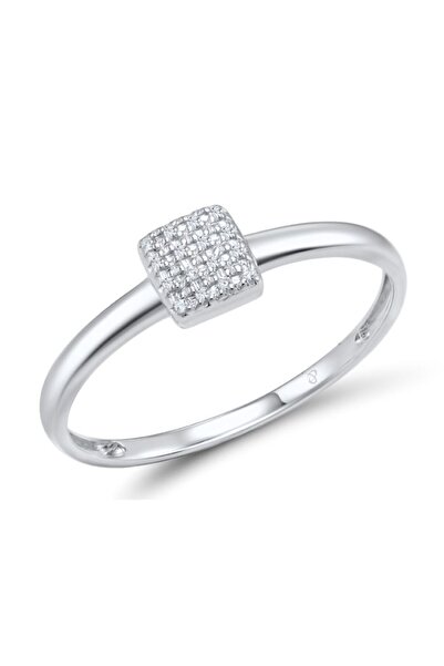 Bijuteria SORELLY Τετράγωνο δαχτυλίδι από λευκόχρυσο 14 καρατίων με διαμάντια...