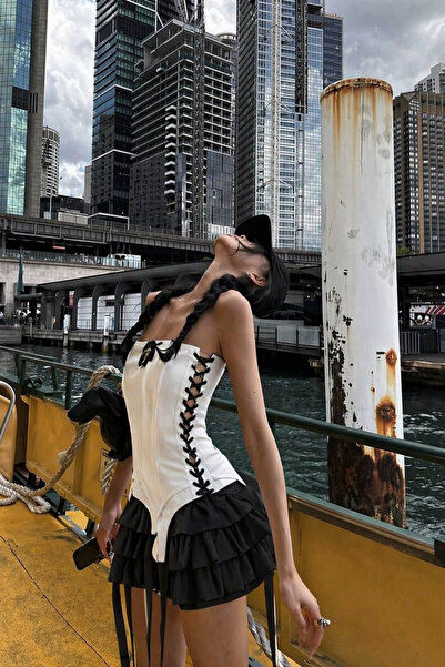 Love Fab Στράπλες Μπουστιέ με Λεπτομέρεια από Κορδόνια Τύπου Bird's Eye, Ειδι...