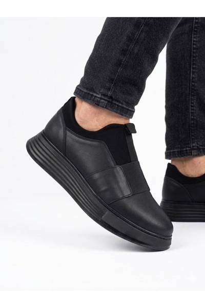Voyager Erkek Hakiki Deri Siyah Ortopedik Tabanlı Günlük Sneaker Ayakkabı