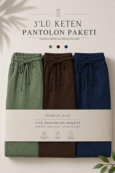 DAMGA JEANS 3 τεμάχια ανδρικά premium καλοκαιρινά λινά παντελόνια jogger