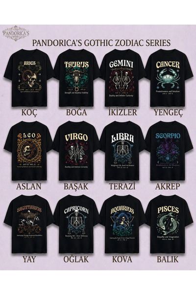 Grafftee Clothing Gothic Zodiac Design Series Cancer (Cancer Zodiac Sign) Printed Cotton Unisex T-Shirt