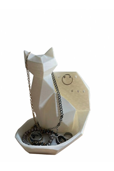 AlcriStudio 3D Οργανωτής Κοσμημάτων, Γάτα, Πλαστικό, Λευκό