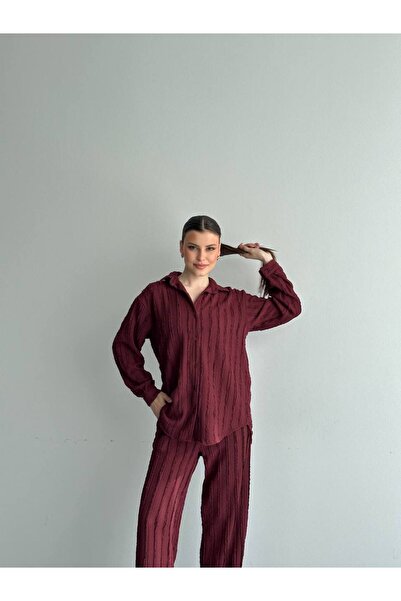 Bella Breeze Γυναικείο Σετ Πουκάμισο-Παντελόνι Χαλαρή Εφαρμογή Ριγέ Καθημεριν...